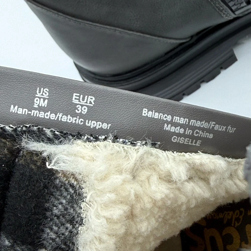 Circus by Sam Edelman Giselle Faux Fur Plaid Hiker Ankle Side Zip Boots  Size 9 - Picture 11 of 16